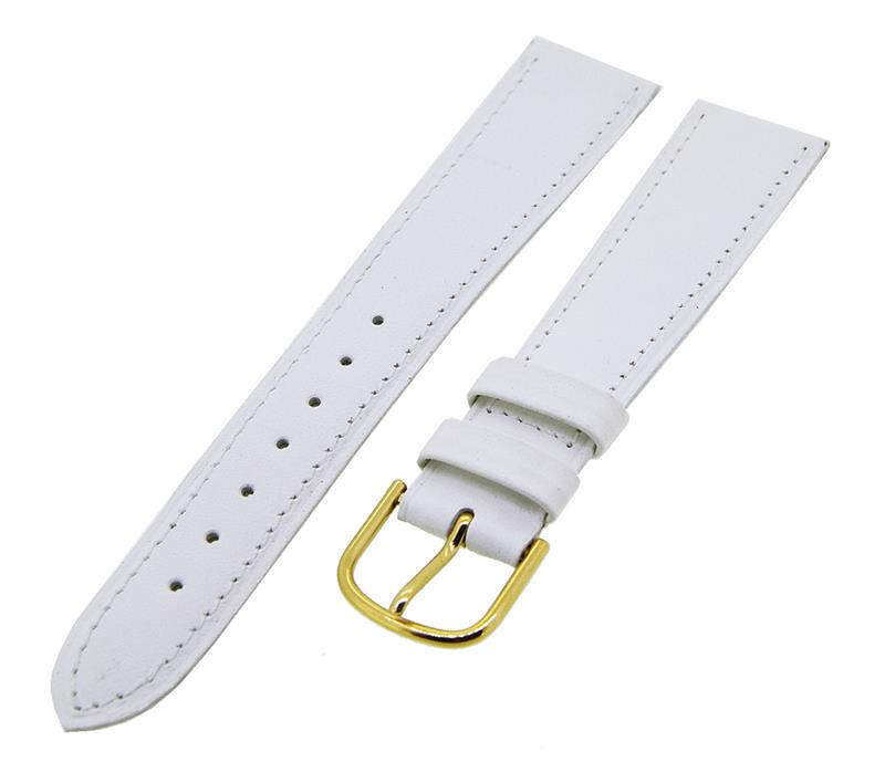 Uhrenarmband Leder Weiß 20mm TiT Kroko Dornschließe Gold Ersatzband 15014