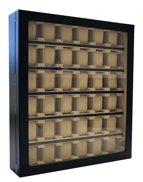Uhrenhuette Vitrine für Uhren Wandvitrine schwarz 36 Uhren mit Sichtfenster No.6
