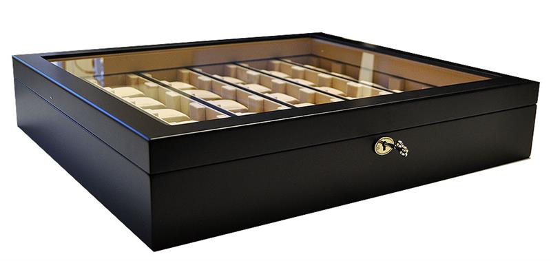 Uhrenhuette Vitrine für Uhren Wandvitrine schwarz 36 Uhren mit Sichtfenster No.6