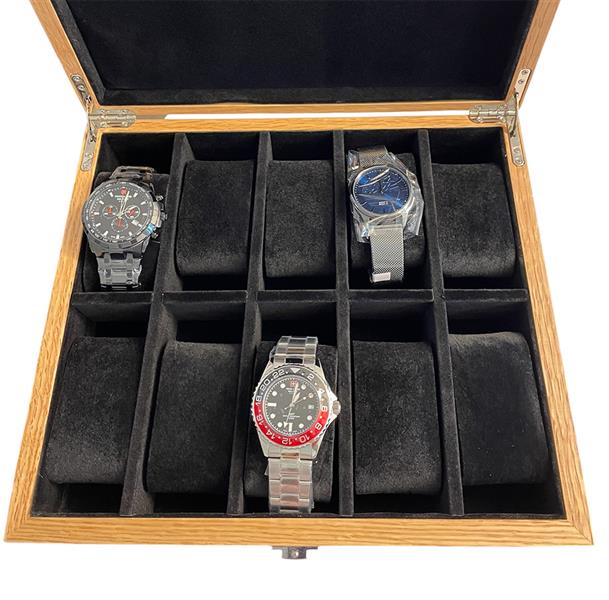 Uhrenkoffer Uhrenbox aus hellem Echtholz 10 Uhren 15296