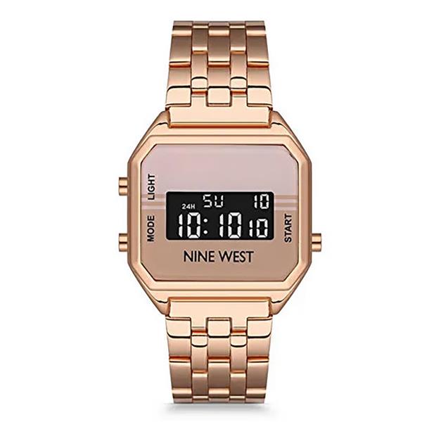 Nine West Damenuhr DIGITAL Metall ALARM Licht DATUM Stopp UVP:49,-€ NEU 15406