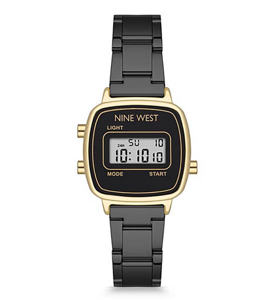 Nine West Damenuhr DIGITAL Metall ALARM Licht DATUM Stopp UVP:49,-€ NEU 15406