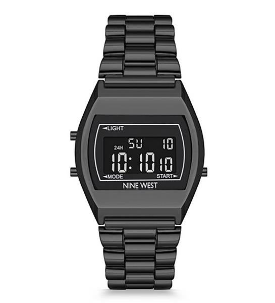 Nine West Damenuhr DIGITAL Metall ALARM Licht DATUM Stopp UVP:49,-€ NEU 15406