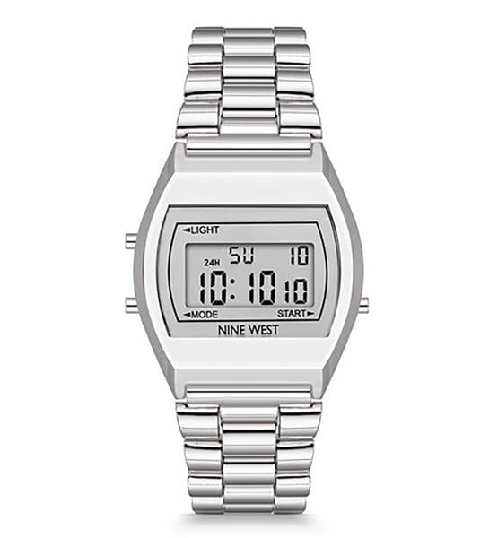 Nine West Damenuhr DIGITAL Metall ALARM Licht DATUM Stopp UVP:49,-€ NEU 15406