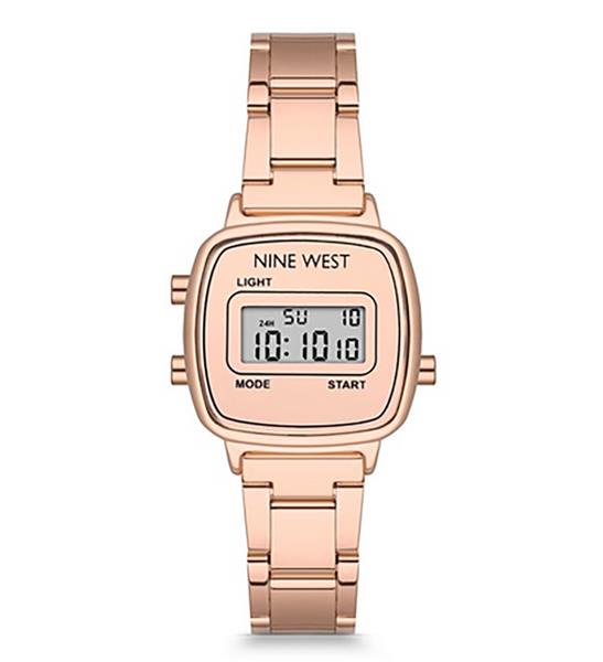 Nine West Damenuhr DIGITAL Metall ALARM Licht DATUM Stopp UVP:49,-€ NEU 15406