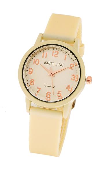 Excellanc Damenuhr 1500009-004 Silikon Creme Analog Quarz UVP: 49,95€ NEU 15423