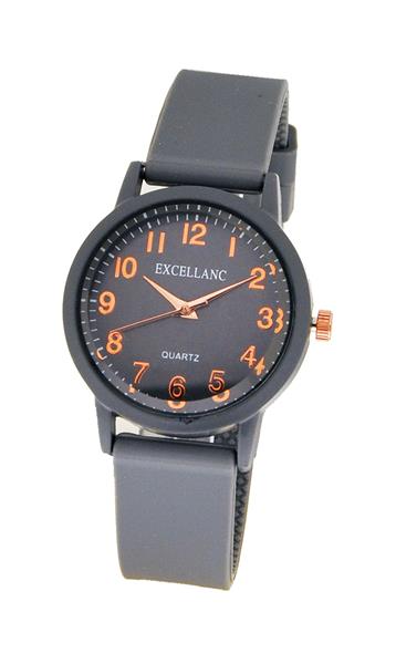 Excellanc Damenuhr 1500009-005 Silikon Grau Analog Quarz UVP: 49,95€ NEU 15424