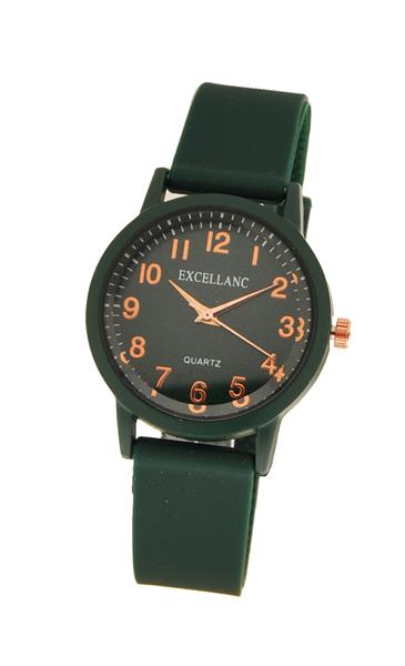 Excellanc Damenuhr 1500009-003 Silikon Dunkelgrün Analog UVP: 49,95€ NEU 15427