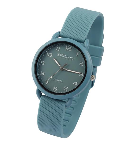 Excellanc Uhr UNISEX 1500007-010 Silikon Hellblau Analog UVP: 49,95€ NEU 15431