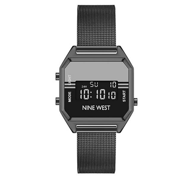 Nine West Damenuhr NW/2657BKBK DIGITAL Metall silber ALARM Licht UVP:49,-€ 15420