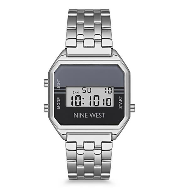Nine West Damenuhr NW/2659BKSV DIGITAL Metall silber ALARM Licht UVP:49,-€ 15419