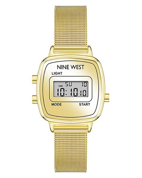 Nine West Damenuhr DIGITAL Metall ALARM Licht DATUM Stopp UVP:49,-€ NEU 15406
