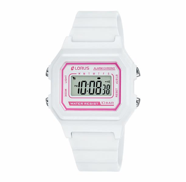 LORUS Kinderuhr R2321NX9 DIGITAL Silikon weiß ALARM Licht UVP:29,-€ NEU 15448