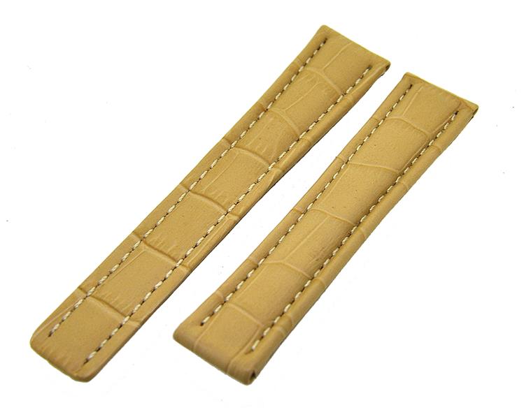 Uhrenarmband Lederband Sand mit weißer Naht 20mm ohne Schließe NEU 15472