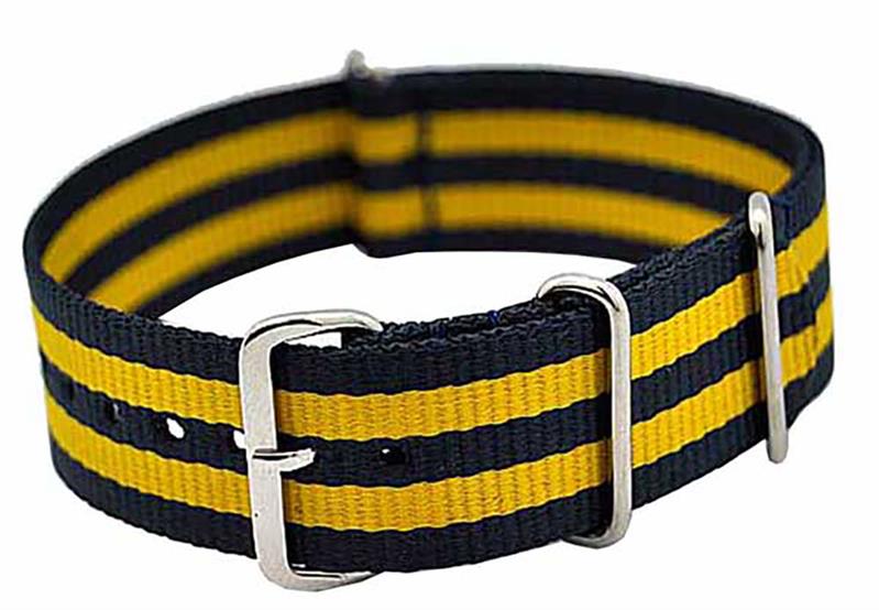 Uhrenarmband Durchzugsband Nylon blau/gelb 20mm NATO STRAP 4043