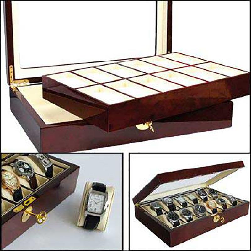 Uhrenbox Lackholz Kasette in Klavielack Optik für bis zu 12 Uhren 5819