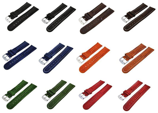 Uhrenarmband Kalbsleder in Teju-Prägung verschiedene Farben und Stegbreiten NEU