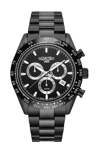 ROAMER Herrenuhr 855837 44 55 20 edler Stahl schwarz Datum UVP:599,-€ 14405