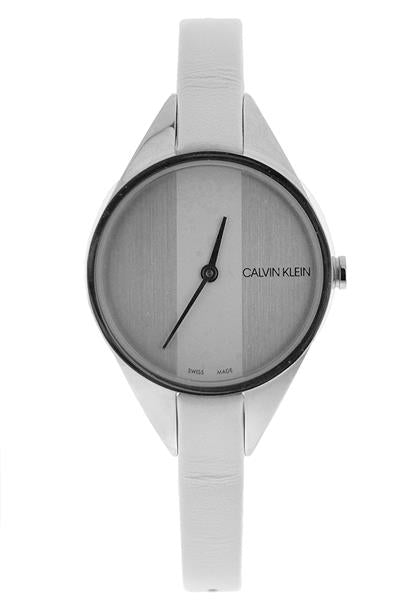 Calvin Klein Damen Armbanduhr K8P231L6 edler Stahl silber/ Leder weiß UVP: 199,00€ 15088
