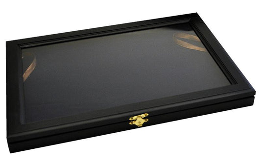Meyer & Söhne Holz VITRINE für 100 Pins Ánstecknadeln schwarz NEU 10433