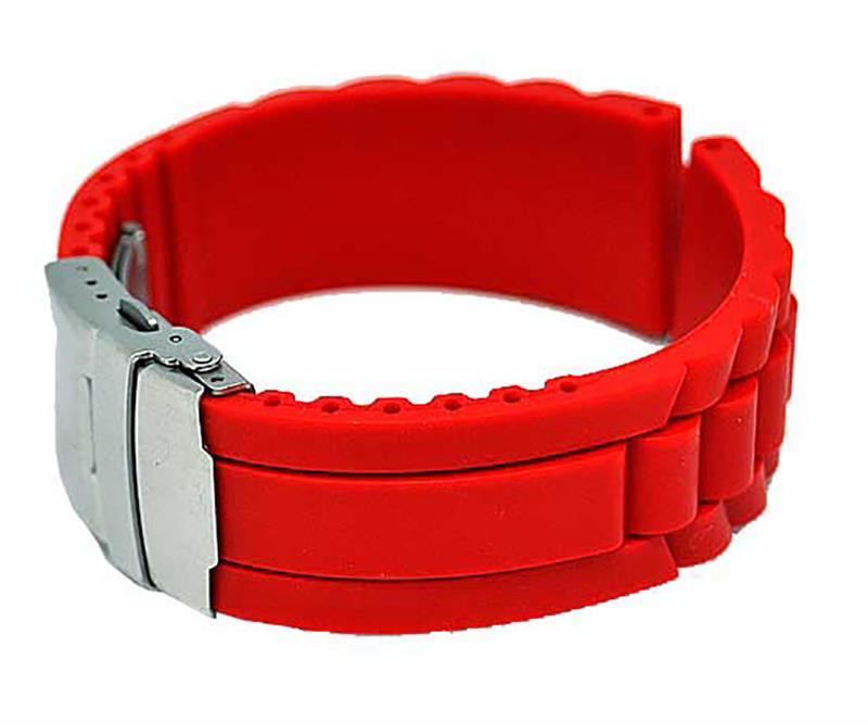 Uhrenarmband Silikon Wellen mit Faltschließe ROT 16mm,18mm,20mm,22mm