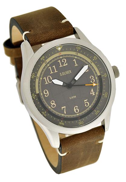 s.Oliver Herrenuhr SO-3575-LQ Leder braun Anlog UVP:89,95€ NEU 11563