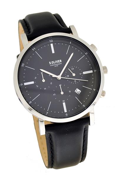 s.Oliver Herrenuhr SO-3854-LC Leder schwarz UVP:149,95€ NEU 11681