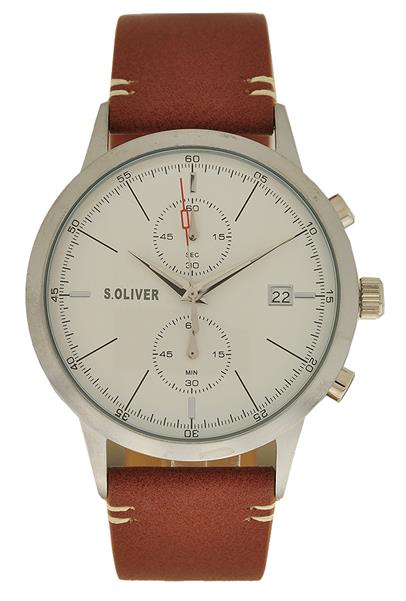 s.Oliver Herrenuhr SO-4123-LC Leder braun Chrono UVP:149,95€ NEU 12065