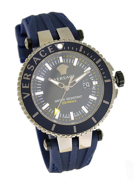 Versace Herrenuhr VEAK002 Silikon blau Datum UVP:1660,-€ NEU 12087