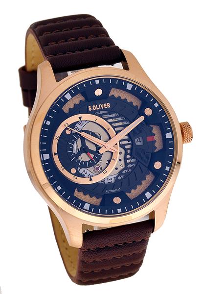 s.Oliver Herrenuhr Automatic SO-3940-LA Leder Datum UVP:349,95€ 12129