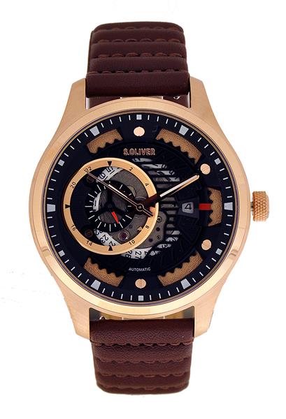 s.Oliver Herrenuhr Automatic SO-3940-LA Leder Datum UVP:349,95€ 12129