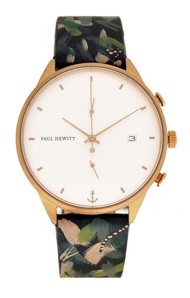 Paul Hewitt Herrenuhr PH6456617 Leder grün braun Datum Chrono UVP:179,-€ 12317