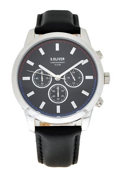 s.Oliver Herrenuhr SO-3858-LC Leder schwarz Chrono UVP:149,95€ NEU 12324