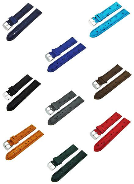 Uhrenarmband Straußenleder stark gepolstert Stegbreiten 18mm-22mm Farbe wählbar