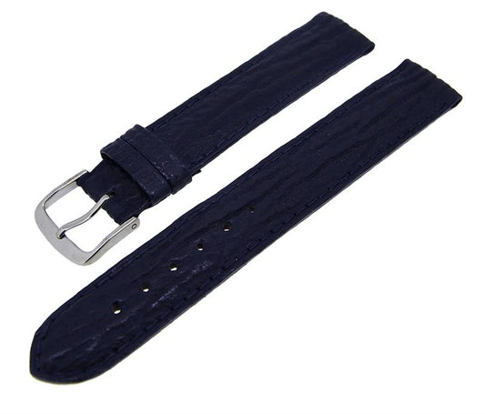 Uhrenarmband Lederband Dunkelblau Ton in Ton 16mm Dornschließe Silber NEU 14151