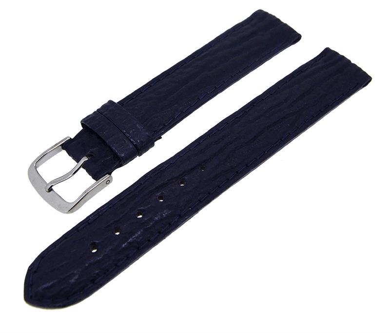Uhrenarmband Lederband Dunkelblau Ton in Ton 16mm Dornschließe Silber NEU 14151
