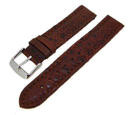 Uhrenarmband Lederband Braun Kroko 18mm Dornschließe Silber NEU 14163