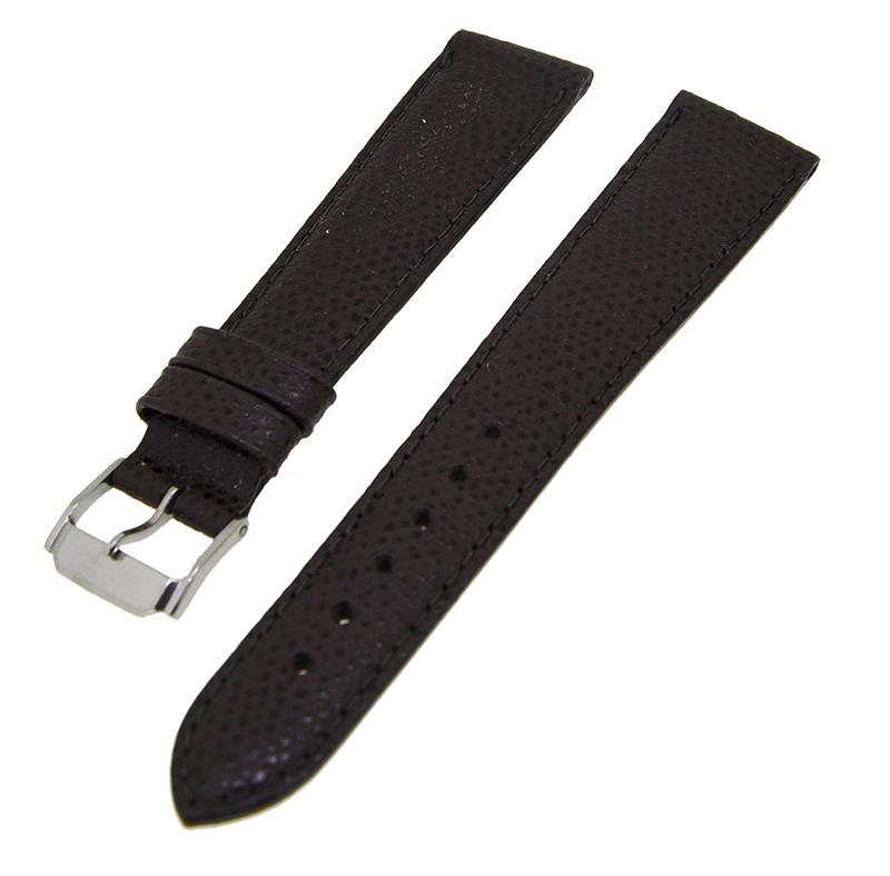 Uhrenarmband Lederband Dunkelbraun Ton in Ton 20mm Dornschließe Silber 14210