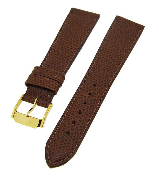 Uhrenarmband Lederband Dunkelbraun Ton in Ton 20mm Dornschließe Gold 14244