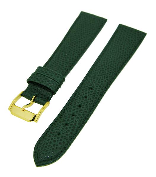 Uhrenarmband Lederband Dunkelgrün Ton in Ton 18mm Dornschließe Gold 14245