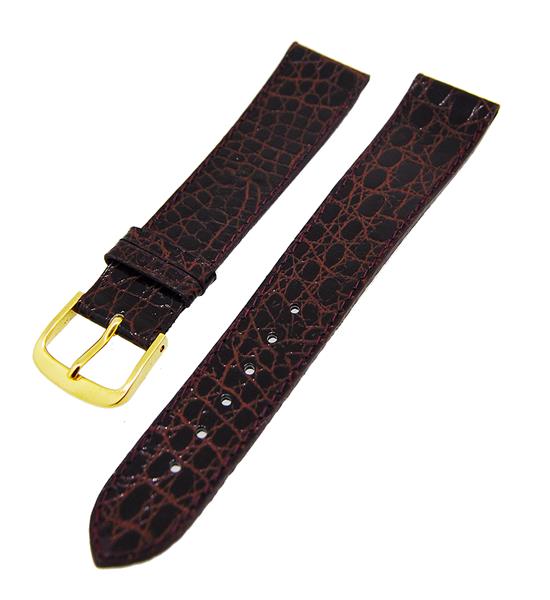 Uhrenarmband Lederband Bordeuax Rot TiT Kroko 18mm Dornschließe Gold 14393