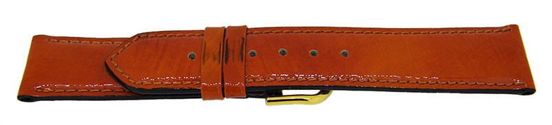 Uhrenarmband Lederband braun glatt glänzend 20mm Dornschließe Gold 14416
