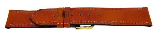 Uhrenarmband Lederband braun glatt glänzend 20mm Dornschließe Gold 14416