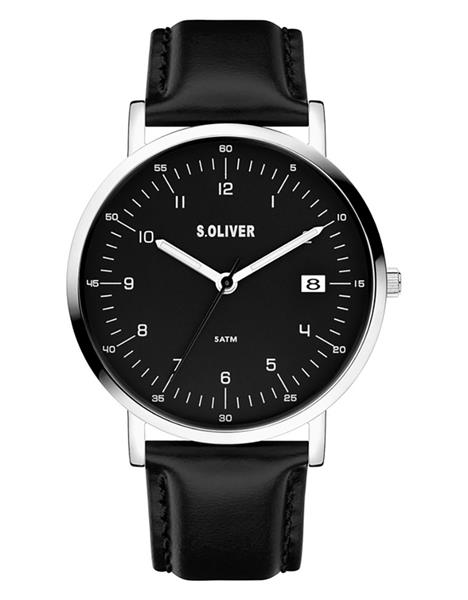 Orig. s.Oliver Herrenuhr SO-4290-LQ Leder schwarz Analog UVP:99,95€ NEU 14457