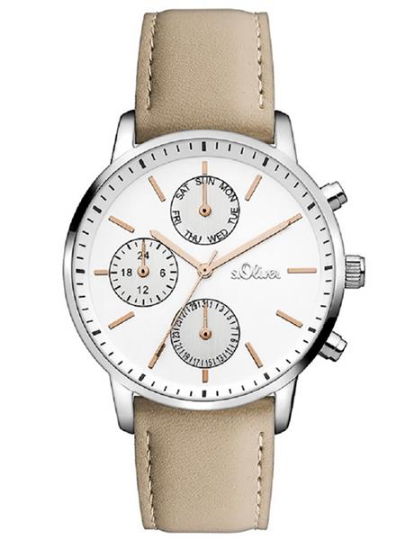 Orig. s.Oliver Herrenuhr SO-3242-LM Leder beige Analog Quarz UVP:129,95€ NEU 14458