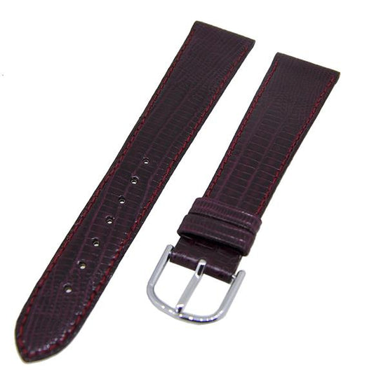 Uhrenarmband Lederband Bordeaux 16mm Dornschließe Silber Ersatzband NEU 14513