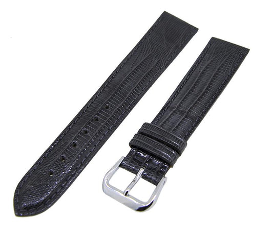 Uhrenarmband Lederband Dunkelgrau 18mm Dornschließe Silber Ersatzband NEU 14518