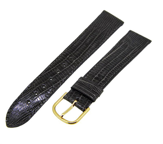 Uhrenarmband Lederband Dunkelgrau 19mm Dornschließe Gold Ersatzband NEU 14520