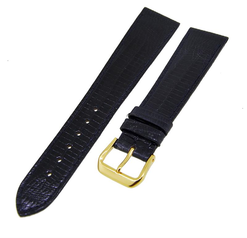 Uhrenarmband Lederband Schwarz 20mm Dornschließe Gold Ersatzband NEU 14522