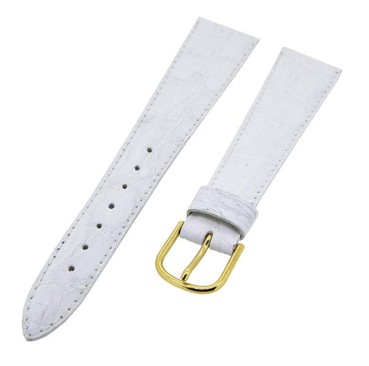 Uhrenarmband Lederband Weiß 17mm Dornschließe Gold Ersatzband NEU 14538